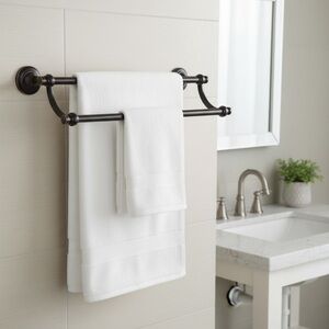 Double Bar Towel Rack in dark Bronze  finish Home Bath